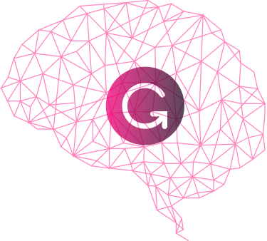 Grammarly logo inside a low poly brain
